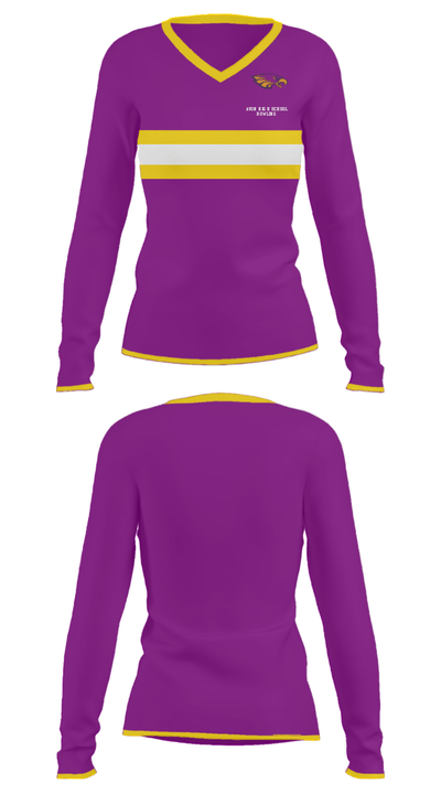 Avon High School Bowling 92462233 Women's Long Sleeve V-neck Shirt - 32