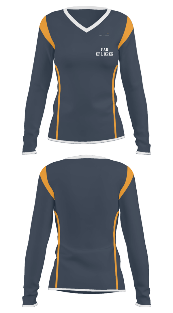 Women's Long Sleeve Vneck Shirt, Far Xplorer, , Teamtime, Team time, sublimation, custom sports apparel, team uniforms, spirit wear, spiritwear, sports uniforms, custom shirts, team store, custom team store, fundraiser sports, apparel fundraiser