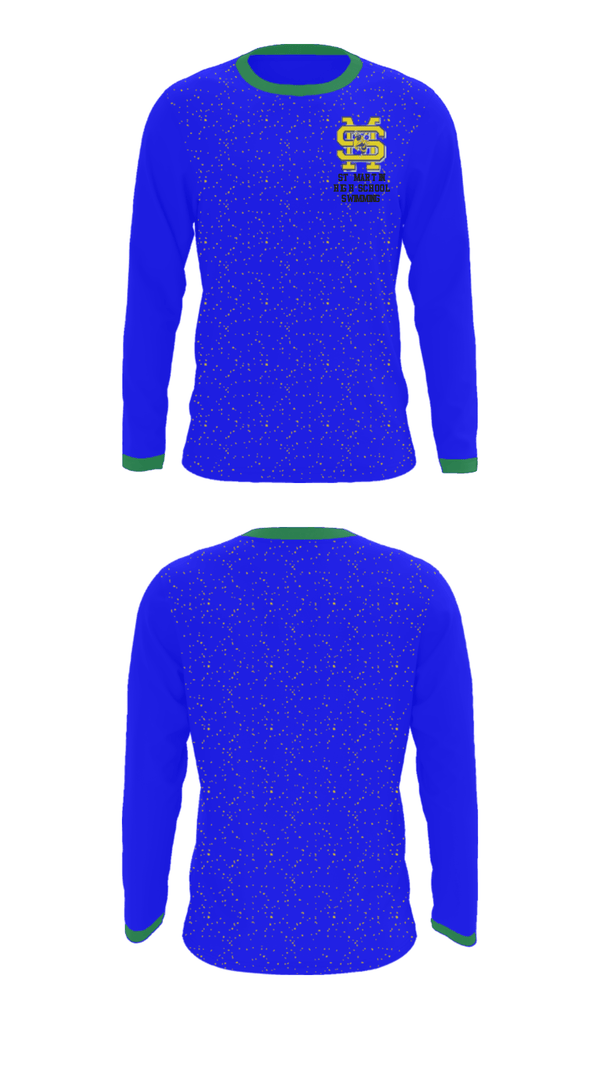Long Sleeve Performance Shirt, St Martin High School Swimming, Swimming, Teamtime, Team time, sublimation, custom sports apparel, team uniforms, spirit wear, spiritwear, sports uniforms, custom shirts, team store, custom team store, fundraiser sports, apparel fundraiser