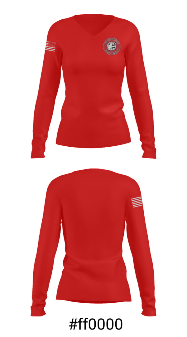 Women's Long Sleeve Vneck Shirt, Thomasville High School Basketball, Women's Basketball, Teamtime, Team time, sublimation, custom sports apparel, team uniforms, spirit wear, spiritwear, sports uniforms, custom shirts, team store, custom team store, fundraiser sports, apparel fundraiser
