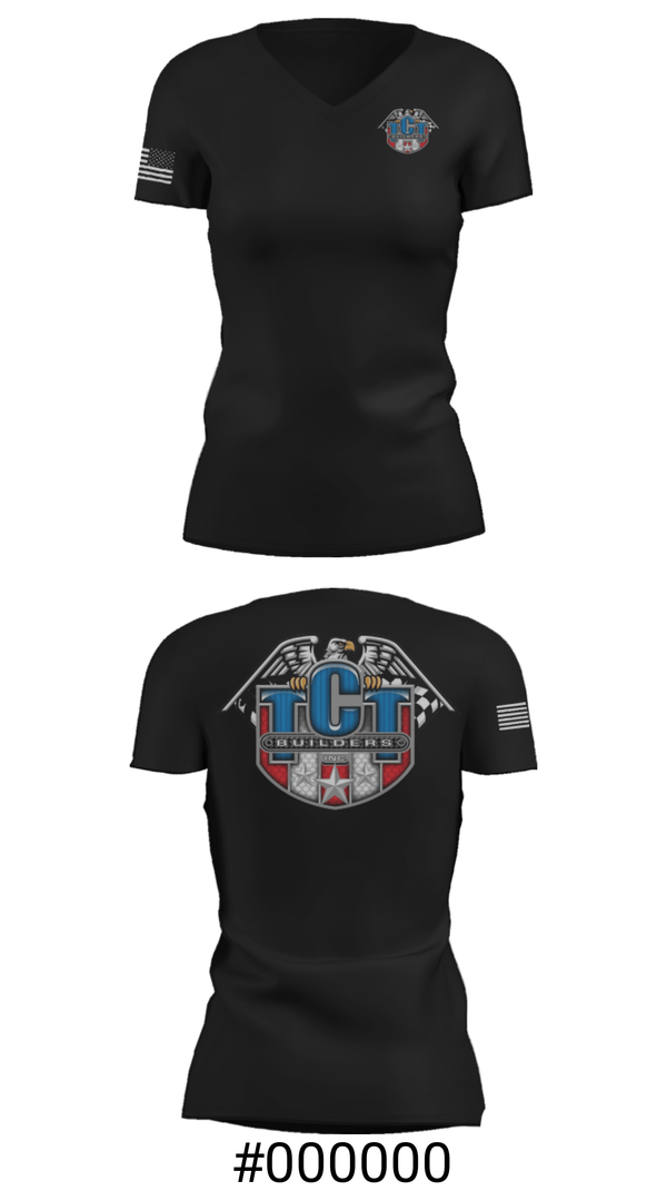 Women's Short Sleeve Vneck Shirt, TCT Builders Inc., , Teamtime, Team time, sublimation, custom sports apparel, team uniforms, spirit wear, spiritwear, sports uniforms, custom shirts, team store, custom team store, fundraiser sports, apparel fundraiser