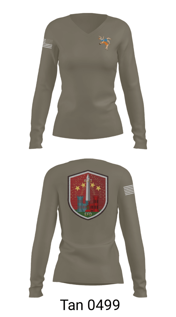 Women's Long Sleeve Vneck Shirt, 673 EFD Vs. 134 FEST, Army, Teamtime, Team time, sublimation, custom sports apparel, team uniforms, spirit wear, spiritwear, sports uniforms, custom shirts, team store, custom team store, fundraiser sports, apparel fundraiser