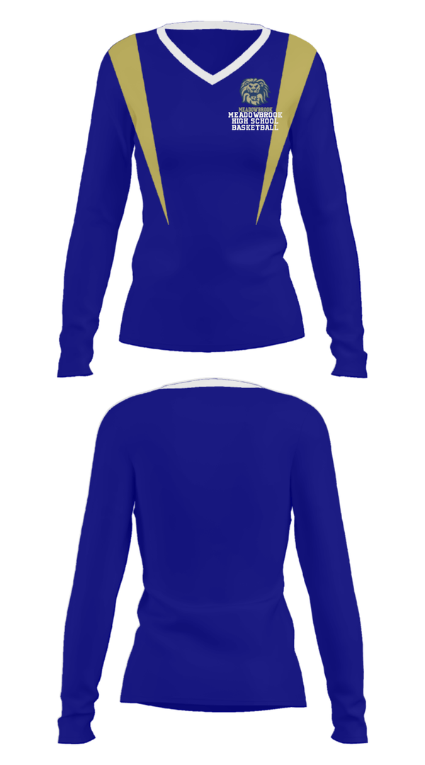 Women's Long Sleeve Vneck Shirt, Meadowbrook High School Basketball, Women's Basketball, Teamtime, Team time, sublimation, custom sports apparel, team uniforms, spirit wear, spiritwear, sports uniforms, custom shirts, team store, custom team store, fundraiser sports, apparel fundraiser