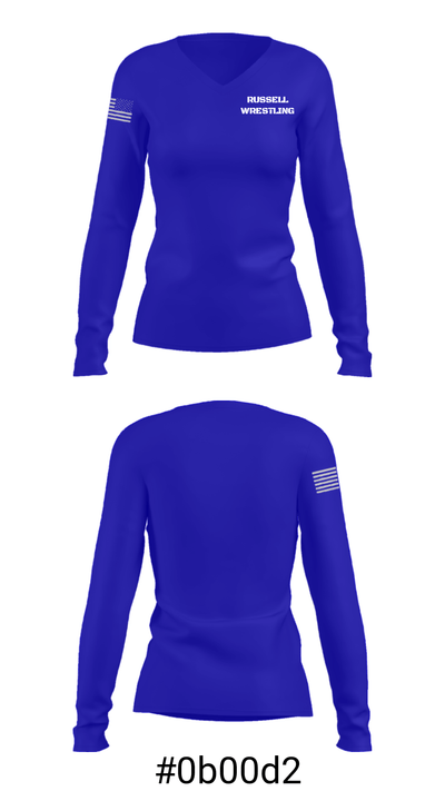 RUSSELL WRESTLING 41428340 Women's Long Sleeve V-neck Shirt - 20
