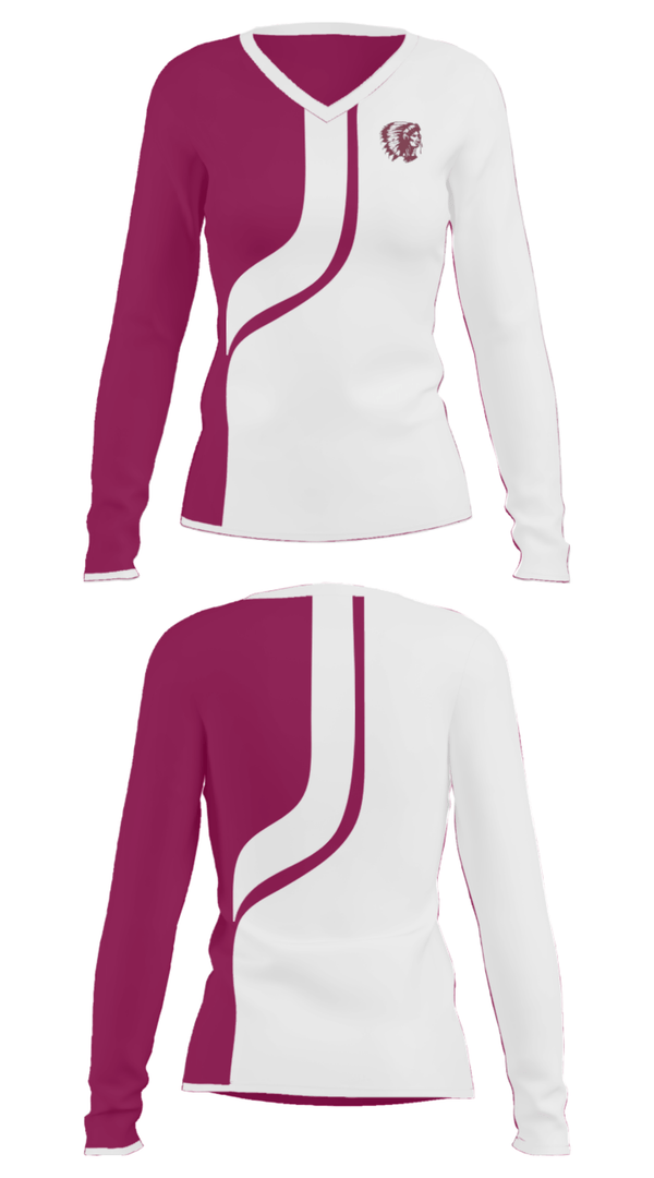Women's Long Sleeve Vneck Shirt, Elko High School, Spirit Store, Teamtime, Team time, sublimation, custom sports apparel, team uniforms, spirit wear, spiritwear, sports uniforms, custom shirts, team store, custom team store, fundraiser sports, apparel fundraiser