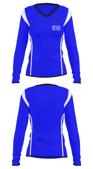 Women's Long Sleeve Vneck Shirt, Morro Bay High School Wrestling, Wrestling, Teamtime, Team time, sublimation, custom sports apparel, team uniforms, spirit wear, spiritwear, sports uniforms, custom shirts, team store, custom team store, fundraiser sports, apparel fundraiser