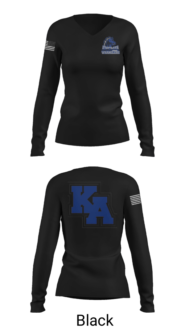 Women's Long Sleeve Vneck Shirt, Kingman Academy Of Learning - Intermediate School, Spirit Store, Teamtime, Team time, sublimation, custom sports apparel, team uniforms, spirit wear, spiritwear, sports uniforms, custom shirts, team store, custom team store, fundraiser sports, apparel fundraiser