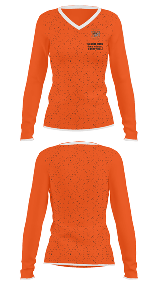 Women's Long Sleeve Vneck Shirt, Mangum Junior High School Basketball, Women's Basketball, Teamtime, Team time, sublimation, custom sports apparel, team uniforms, spirit wear, spiritwear, sports uniforms, custom shirts, team store, custom team store, fundraiser sports, apparel fundraiser