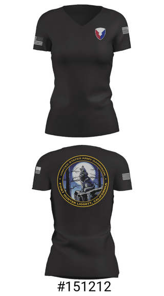 Women's Short Sleeve Vneck Shirt, USAG Fort Hunter Liggett, Army, Teamtime, Team time, sublimation, custom sports apparel, team uniforms, spirit wear, spiritwear, sports uniforms, custom shirts, team store, custom team store, fundraiser sports, apparel fundraiser