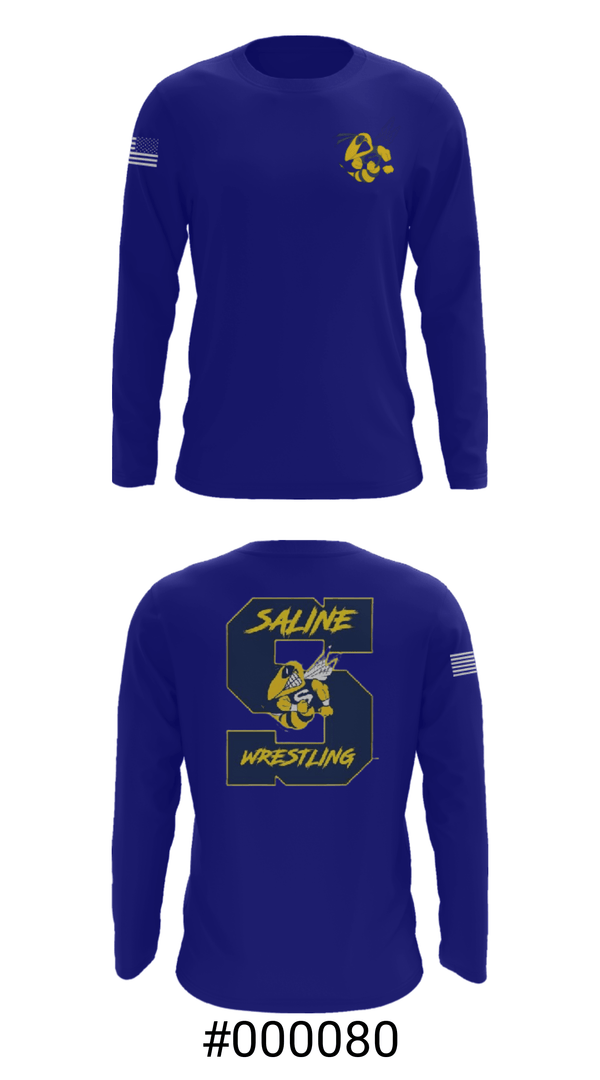 Long Sleeve Performance Shirt, Saline Middle School Wrestling, Wrestling, Teamtime, Team time, sublimation, custom sports apparel, team uniforms, spirit wear, spiritwear, sports uniforms, custom shirts, team store, custom team store, fundraiser sports, apparel fundraiser