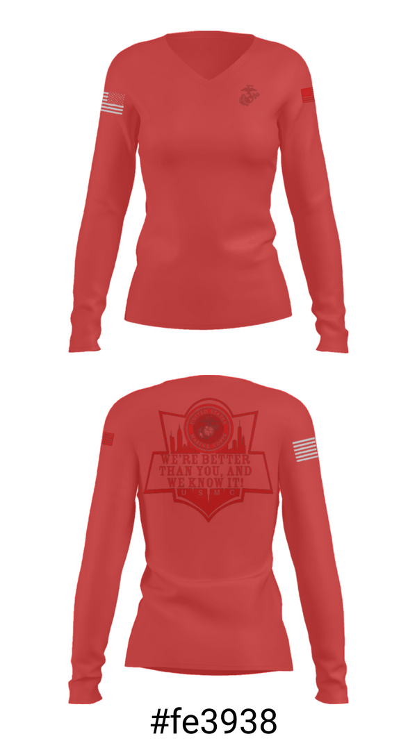 Women's Long Sleeve Vneck Shirt, RSS EMPIRE STATE, Marines, Teamtime, Team time, sublimation, custom sports apparel, team uniforms, spirit wear, spiritwear, sports uniforms, custom shirts, team store, custom team store, fundraiser sports, apparel fundraiser