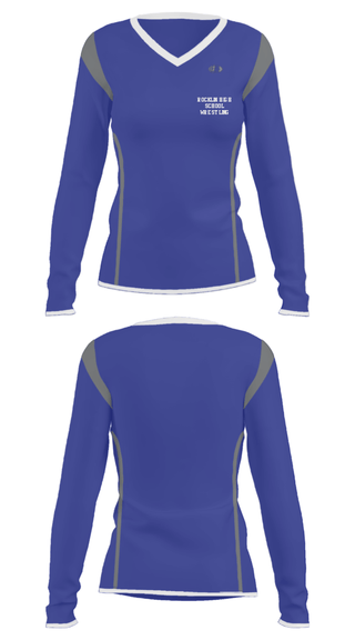 Women's Long Sleeve Vneck Shirt, Rocklin High School Wrestling, Wrestling, Teamtime, Team time, sublimation, custom sports apparel, team uniforms, spirit wear, spiritwear, sports uniforms, custom shirts, team store, custom team store, fundraiser sports, apparel fundraiser