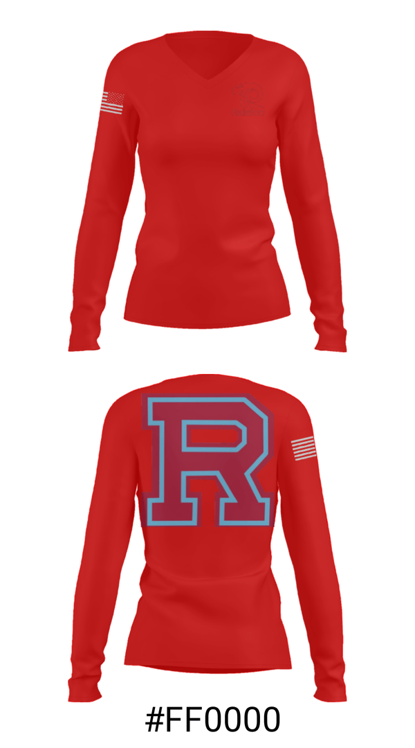 Women's Long Sleeve Vneck Shirt, Ralston High School Wrestling, Wrestling, Teamtime, Team time, sublimation, custom sports apparel, team uniforms, spirit wear, spiritwear, sports uniforms, custom shirts, team store, custom team store, fundraiser sports, apparel fundraiser