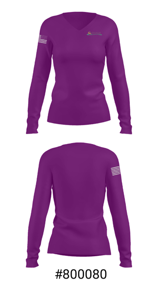 Women's Long Sleeve Vneck Shirt, Pioneer Springs Community School, Spirit Store, Teamtime, Team time, sublimation, custom sports apparel, team uniforms, spirit wear, spiritwear, sports uniforms, custom shirts, team store, custom team store, fundraiser sports, apparel fundraiser