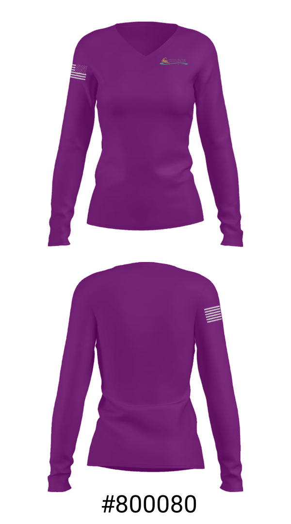 Women's Long Sleeve Vneck Shirt, Pioneer Springs Community School, Spirit Store, Teamtime, Team time, sublimation, custom sports apparel, team uniforms, spirit wear, spiritwear, sports uniforms, custom shirts, team store, custom team store, fundraiser sports, apparel fundraiser