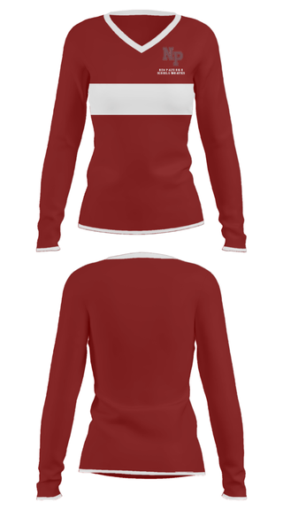 Women's Long Sleeve Vneck Shirt, New Paltz High School Gymnastics, Spirit Store, Teamtime, Team time, sublimation, custom sports apparel, team uniforms, spirit wear, spiritwear, sports uniforms, custom shirts, team store, custom team store, fundraiser sports, apparel fundraiser