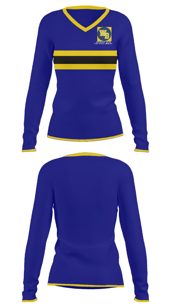 Women's Long Sleeve Vneck Shirt, West Babylon Junior High School Wrestling, Wrestling, Teamtime, Team time, sublimation, custom sports apparel, team uniforms, spirit wear, spiritwear, sports uniforms, custom shirts, team store, custom team store, fundraiser sports, apparel fundraiser