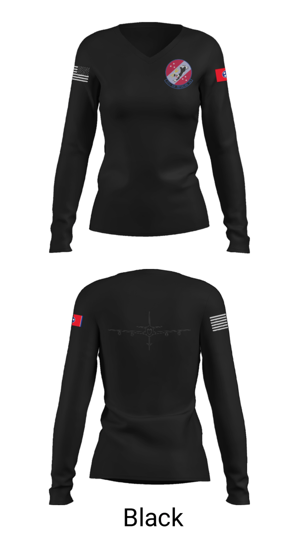 Women's Long Sleeve Vneck Shirt, 151st Air Refueling Squadron, Air Force, Teamtime, Team time, sublimation, custom sports apparel, team uniforms, spirit wear, spiritwear, sports uniforms, custom shirts, team store, custom team store, fundraiser sports, apparel fundraiser