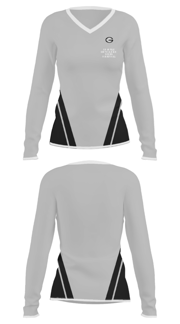 Women's Long Sleeve Vneck Shirt, Granville Central High School Basketball, Men's Basketball, Teamtime, Team time, sublimation, custom sports apparel, team uniforms, spirit wear, spiritwear, sports uniforms, custom shirts, team store, custom team store, fundraiser sports, apparel fundraiser