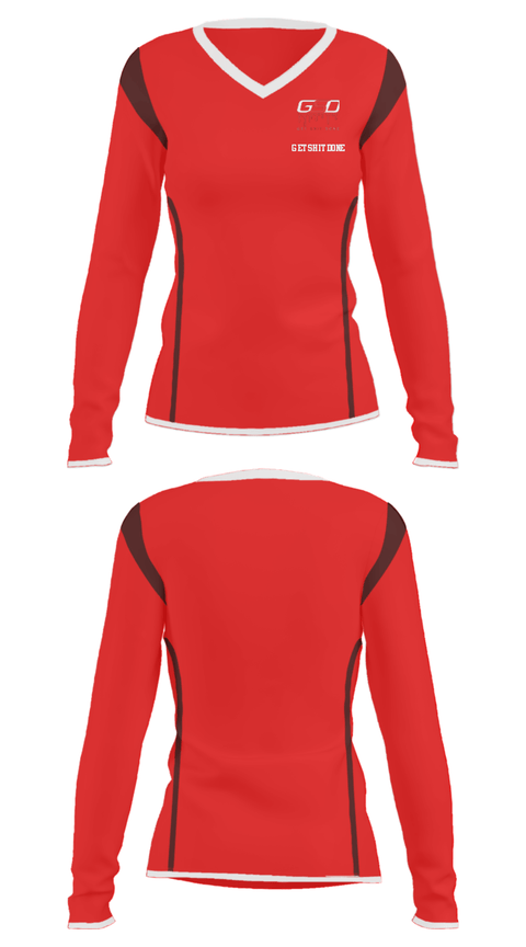 Women's Long Sleeve Vneck Shirt, GetShitDone, E-Sports, Teamtime, Team time, sublimation, custom sports apparel, team uniforms, spirit wear, spiritwear, sports uniforms, custom shirts, team store, custom team store, fundraiser sports, apparel fundraiser