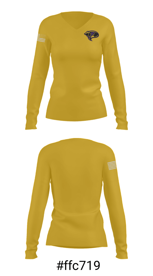 Women's Long Sleeve Vneck Shirt, Fountain Lake Middle School, Spirit Store, Teamtime, Team time, sublimation, custom sports apparel, team uniforms, spirit wear, spiritwear, sports uniforms, custom shirts, team store, custom team store, fundraiser sports, apparel fundraiser