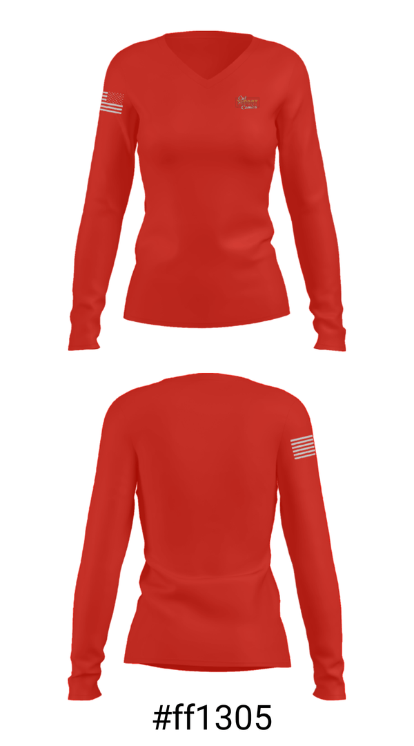 Women's Long Sleeve Vneck Shirt, Cut Throat Comics, , Teamtime, Team time, sublimation, custom sports apparel, team uniforms, spirit wear, spiritwear, sports uniforms, custom shirts, team store, custom team store, fundraiser sports, apparel fundraiser