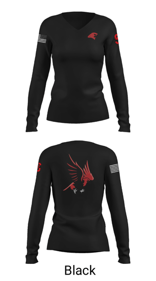 Women's Long Sleeve Vneck Shirt, Saranac Youth Wrestling Club - Redhawks, Wrestling, Teamtime, Team time, sublimation, custom sports apparel, team uniforms, spirit wear, spiritwear, sports uniforms, custom shirts, team store, custom team store, fundraiser sports, apparel fundraiser