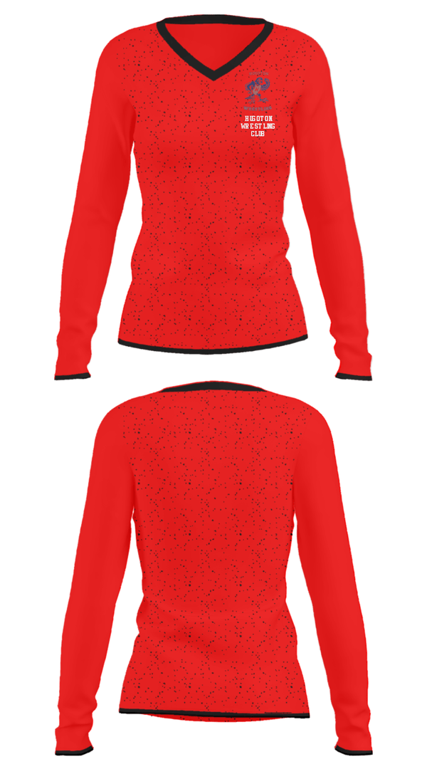 Women's Long Sleeve Vneck Shirt, Hugoton Wrestling Club, Wrestling, Teamtime, Team time, sublimation, custom sports apparel, team uniforms, spirit wear, spiritwear, sports uniforms, custom shirts, team store, custom team store, fundraiser sports, apparel fundraiser