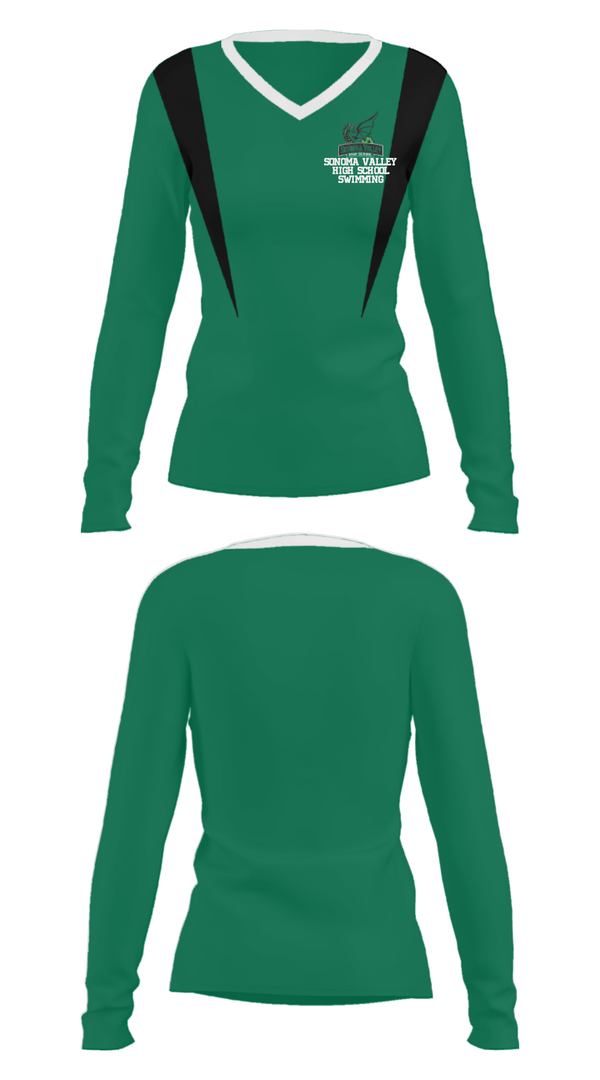 Women's Long Sleeve Vneck Shirt, Sonoma Valley High School Swimming, Swimming, Teamtime, Team time, sublimation, custom sports apparel, team uniforms, spirit wear, spiritwear, sports uniforms, custom shirts, team store, custom team store, fundraiser sports, apparel fundraiser