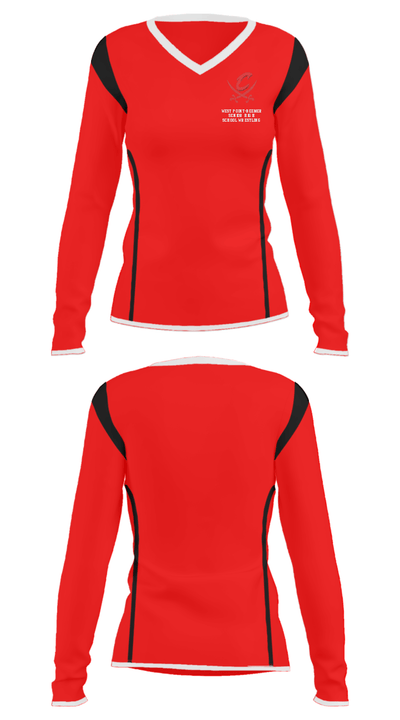 West Point-Beemer Senior High School Wrestling 73200484 Women's Long Sleeve V-neck Shirt - 35