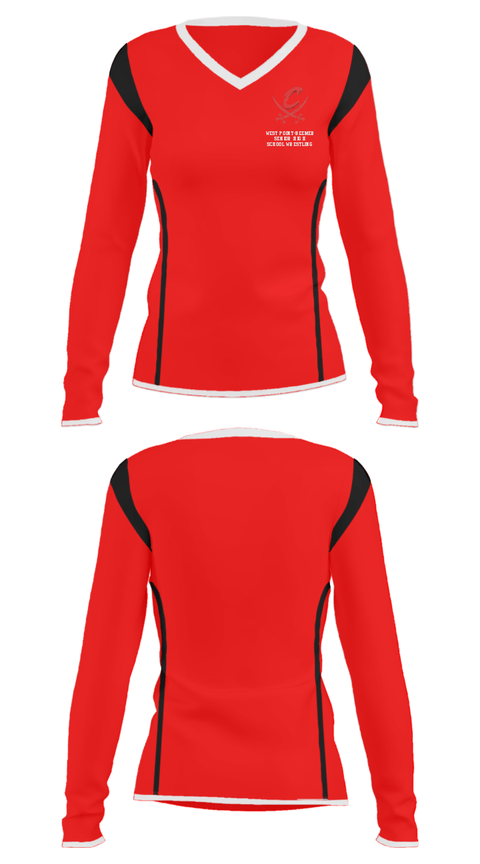 Women's Long Sleeve Vneck Shirt, West Point-Beemer Senior High School Wrestling, Wrestling, Teamtime, Team time, sublimation, custom sports apparel, team uniforms, spirit wear, spiritwear, sports uniforms, custom shirts, team store, custom team store, fundraiser sports, apparel fundraiser