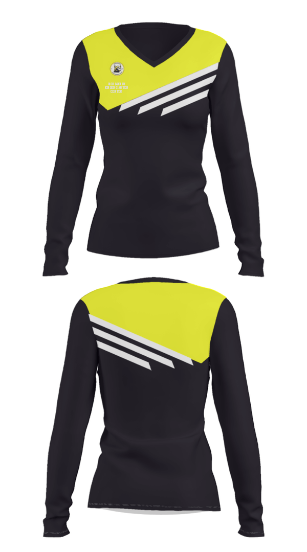 Women's Long Sleeve Vneck Shirt, Normandy Kindergarten Center, Spirit Store, Teamtime, Team time, sublimation, custom sports apparel, team uniforms, spirit wear, spiritwear, sports uniforms, custom shirts, team store, custom team store, fundraiser sports, apparel fundraiser