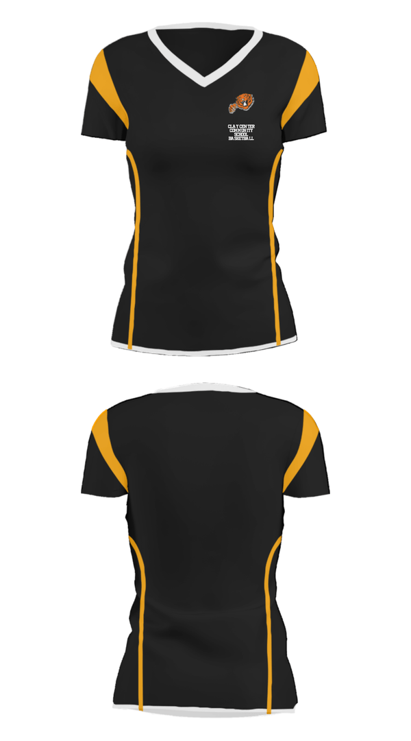 Women's Short Sleeve Vneck Shirt, Clay Center Community School Basketball, Women's Basketball, Teamtime, Team time, sublimation, custom sports apparel, team uniforms, spirit wear, spiritwear, sports uniforms, custom shirts, team store, custom team store, fundraiser sports, apparel fundraiser