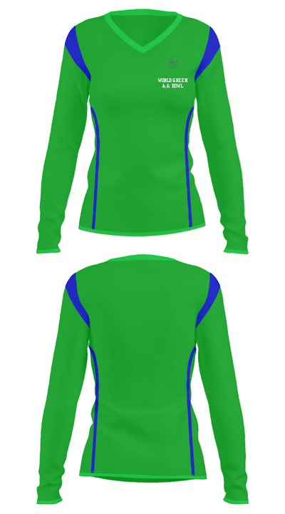 World green açaí bowl 42170125 Women's Long Sleeve V-neck Shirt - 30