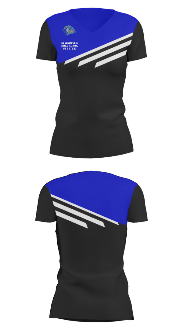 Women's Short Sleeve Vneck Shirt, Graham Park Middle School Wrestling, Wrestling, Teamtime, Team time, sublimation, custom sports apparel, team uniforms, spirit wear, spiritwear, sports uniforms, custom shirts, team store, custom team store, fundraiser sports, apparel fundraiser