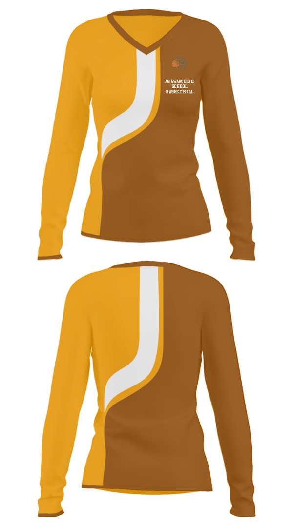 Women's Long Sleeve Vneck Shirt, Agawam High School Basketball, Men's Basketball, Teamtime, Team time, sublimation, custom sports apparel, team uniforms, spirit wear, spiritwear, sports uniforms, custom shirts, team store, custom team store, fundraiser sports, apparel fundraiser