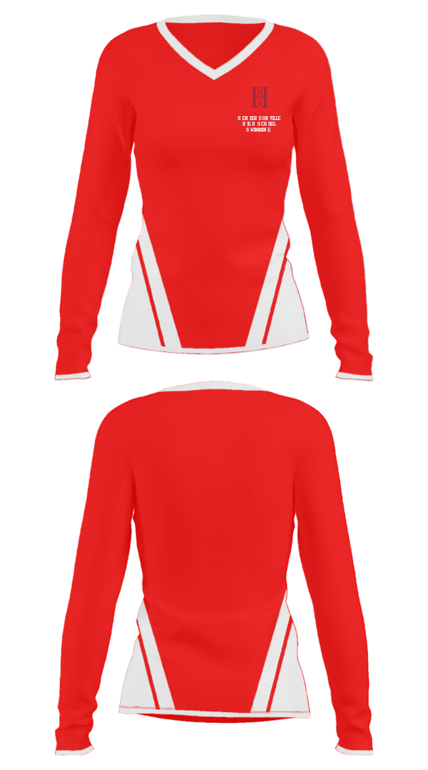 Women's Long Sleeve Vneck Shirt, Hendersonville High School Swimming, Swimming, Teamtime, Team time, sublimation, custom sports apparel, team uniforms, spirit wear, spiritwear, sports uniforms, custom shirts, team store, custom team store, fundraiser sports, apparel fundraiser