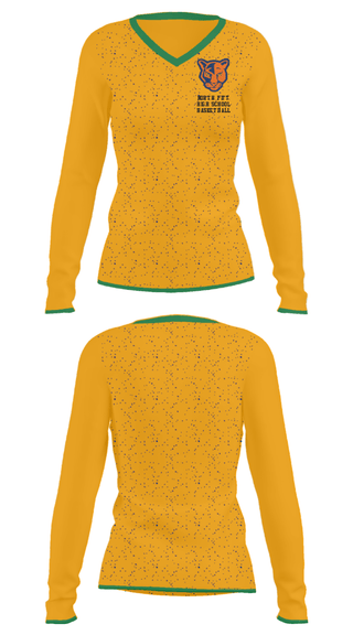 Women's Long Sleeve Vneck Shirt, North Pitt High School Basketball, Women's Basketball, Teamtime, Team time, sublimation, custom sports apparel, team uniforms, spirit wear, spiritwear, sports uniforms, custom shirts, team store, custom team store, fundraiser sports, apparel fundraiser