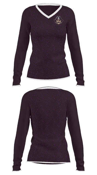 Emerson-Hubbard Jr/Sr High School 69972511 Women's Long Sleeve V-neck Shirt - 33