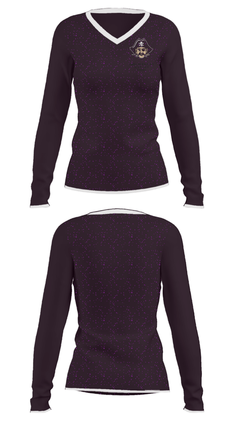 Women's Long Sleeve Vneck Shirt, Emerson-Hubbard Jr/Sr High School, Spirit Store, Teamtime, Team time, sublimation, custom sports apparel, team uniforms, spirit wear, spiritwear, sports uniforms, custom shirts, team store, custom team store, fundraiser sports, apparel fundraiser