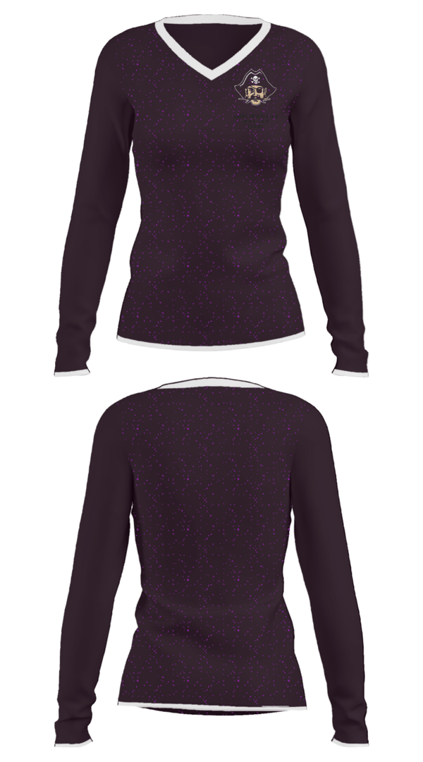 Women's Long Sleeve Vneck Shirt, Emerson-Hubbard Jr/Sr High School, Spirit Store, Teamtime, Team time, sublimation, custom sports apparel, team uniforms, spirit wear, spiritwear, sports uniforms, custom shirts, team store, custom team store, fundraiser sports, apparel fundraiser