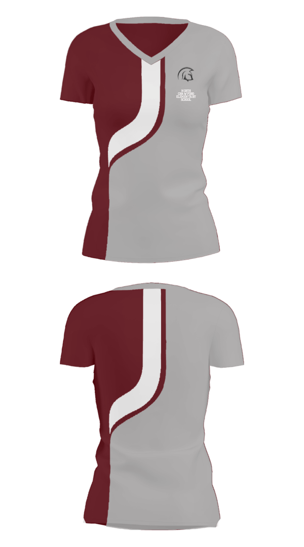 Women's Short Sleeve Vneck Shirt, North Crawford Elementary School, Spirit Store, Teamtime, Team time, sublimation, custom sports apparel, team uniforms, spirit wear, spiritwear, sports uniforms, custom shirts, team store, custom team store, fundraiser sports, apparel fundraiser