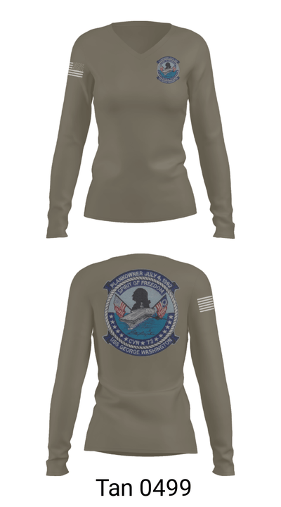 USS GEORGE WASHINGTON CVN-73 87107086 Women's Long Sleeve V-neck Shirt - 39