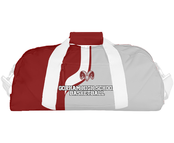 Duffle Bag, Gorham High School Basketball, Women's Basketball, Teamtime, Team time, sublimation, custom sports apparel, team uniforms, spirit wear, spiritwear, sports uniforms, custom shirts, team store, custom team store, fundraiser sports, apparel fundraiser