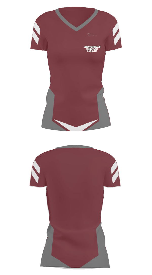 Women's Short Sleeve Vneck Shirt, Greater Grace Christian Academy, Spirit Store, Teamtime, Team time, sublimation, custom sports apparel, team uniforms, spirit wear, spiritwear, sports uniforms, custom shirts, team store, custom team store, fundraiser sports, apparel fundraiser