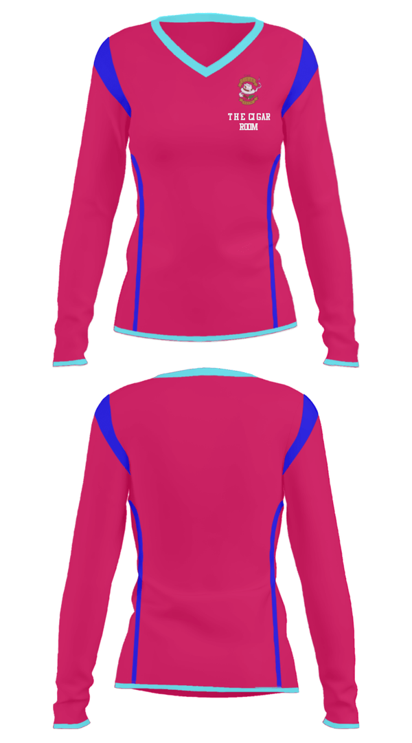 Women's Long Sleeve Vneck Shirt, The Cigar Room, , Teamtime, Team time, sublimation, custom sports apparel, team uniforms, spirit wear, spiritwear, sports uniforms, custom shirts, team store, custom team store, fundraiser sports, apparel fundraiser