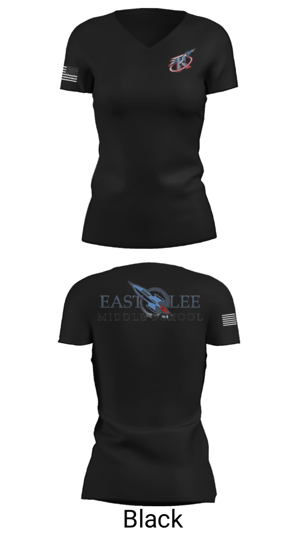 Women's Short Sleeve Vneck Shirt, East Lee Middle School, Spirit Store, Teamtime, Team time, sublimation, custom sports apparel, team uniforms, spirit wear, spiritwear, sports uniforms, custom shirts, team store, custom team store, fundraiser sports, apparel fundraiser
