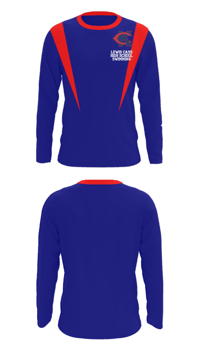 Lewis Cass High School Swimming 87230853 Long Sleeve Performance Shirt - 29