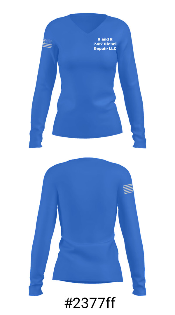 Women's Long Sleeve Vneck Shirt, R and R 24/7 Diesel Repair LLC, , Teamtime, Team time, sublimation, custom sports apparel, team uniforms, spirit wear, spiritwear, sports uniforms, custom shirts, team store, custom team store, fundraiser sports, apparel fundraiser