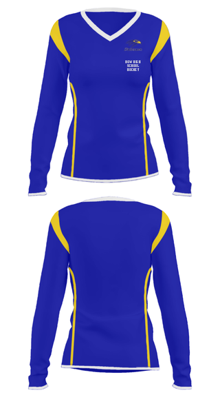 Women's Long Sleeve Vneck Shirt, Bow High School Hockey, Ice Hockey, Teamtime, Team time, sublimation, custom sports apparel, team uniforms, spirit wear, spiritwear, sports uniforms, custom shirts, team store, custom team store, fundraiser sports, apparel fundraiser